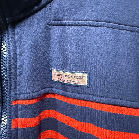 Vineyard Vines The Shep Shirt Pullover Striped Quarter Zip Red Blue - Picture 2 of 5